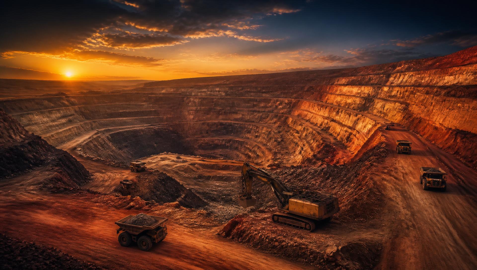 African copper mine at sunset